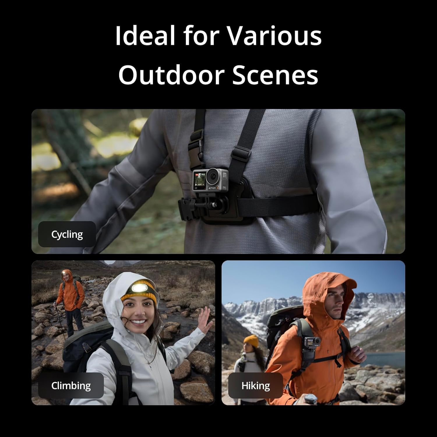 DJI Osmo Action 3 Outdoor Combo, Action Camera 4K with Chest & Backpack Strap Mount for Travel, Sports, Stabilization, Cold Resistant, Waterproof Action Camera with 2 Batteries up to 320 Mins - Image 5