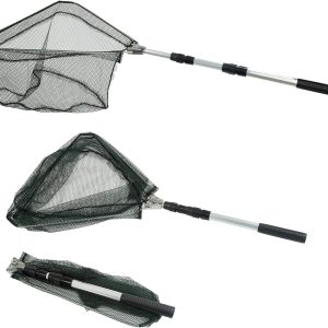 RESTCLOUD Fishing Landing Net with Telescoping Pole Handle, Fishing net Freshwater for Kids Men Women, Extend to 40-63 Inches