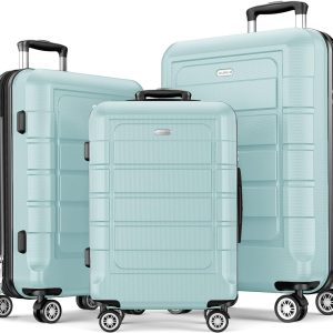Luggage Sets Expandable PC+ABS Durable Suitcase Double Wheels TSA Lock Mint Green