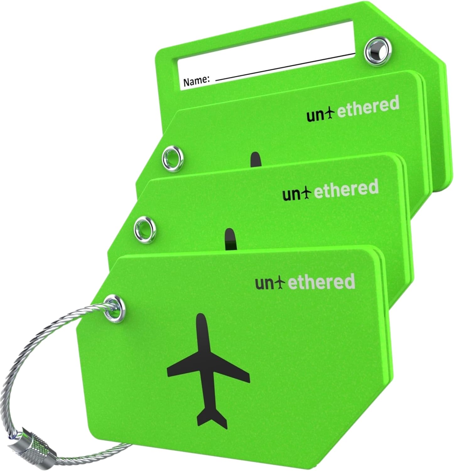 Untethered 4-Pack Luggage Tag Set | Luggage Tags, Luggage Tags for Suitcases, Bag Tag, Luggage Tags 4 Pack, Suitcase Tags, Identifiers Travel Bag Tags for Luggage, Name Travel Tags for Luggage