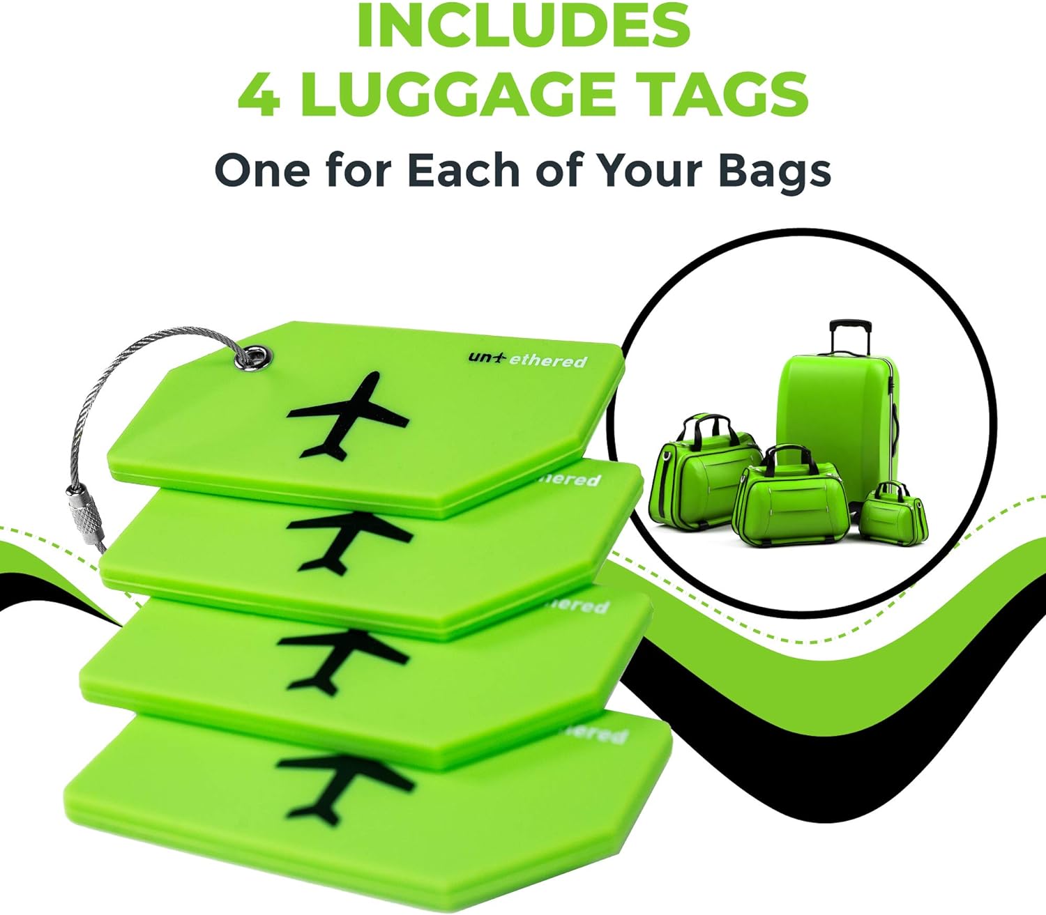 Untethered 4-Pack Luggage Tag Set | Luggage Tags, Luggage Tags for Suitcases, Bag Tag, Luggage Tags 4 Pack, Suitcase Tags, Identifiers Travel Bag Tags for Luggage, Name Travel Tags for Luggage - Image 7