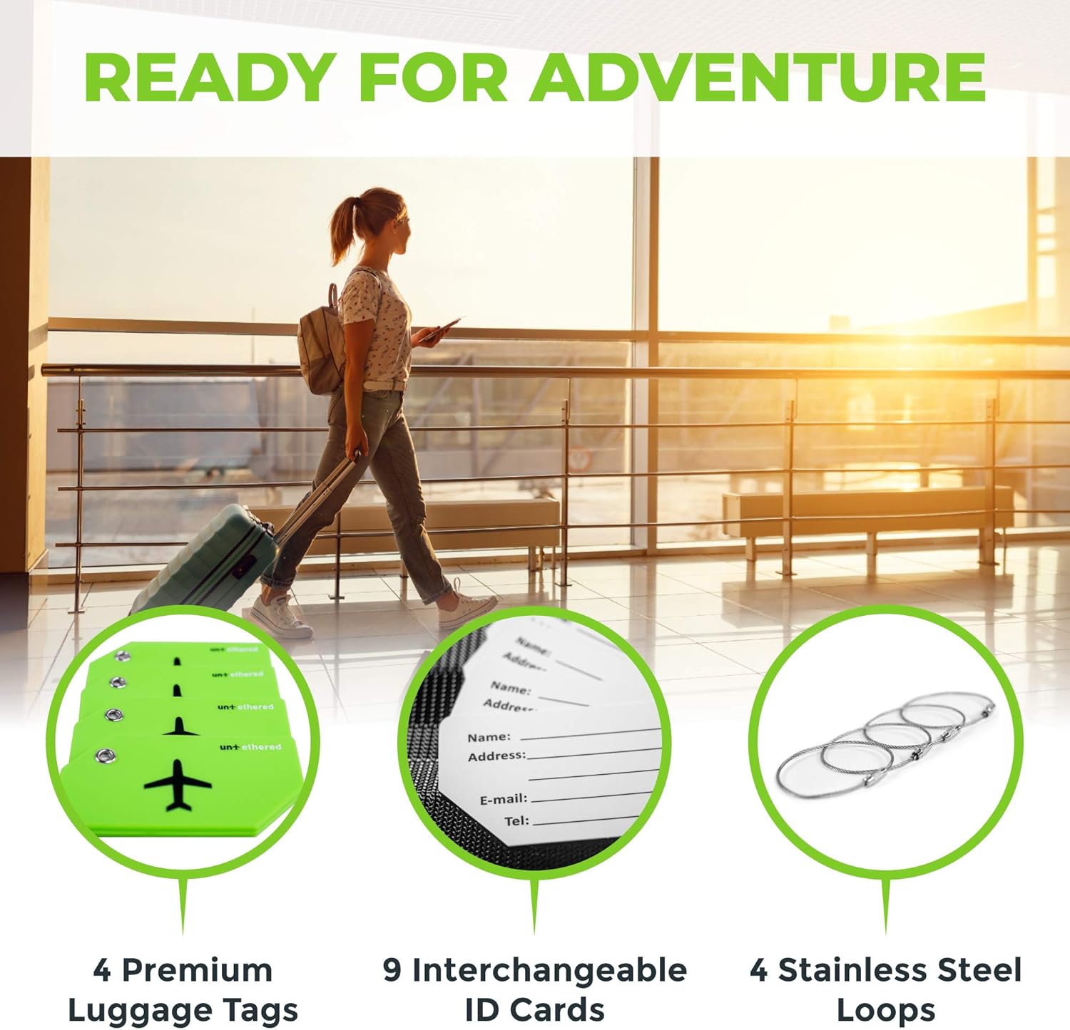 Untethered 4-Pack Luggage Tag Set | Luggage Tags, Luggage Tags for Suitcases, Bag Tag, Luggage Tags 4 Pack, Suitcase Tags, Identifiers Travel Bag Tags for Luggage, Name Travel Tags for Luggage - Image 8